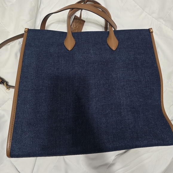 Michael Kors Blue and Brown Tote Bag - Picture 2 of 4